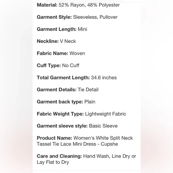 Women's White Split Neck Tassel Tie Lace
Mini Dress - new - Picture 7 of 10